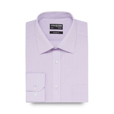 Lilac checked print tailored fit shirt